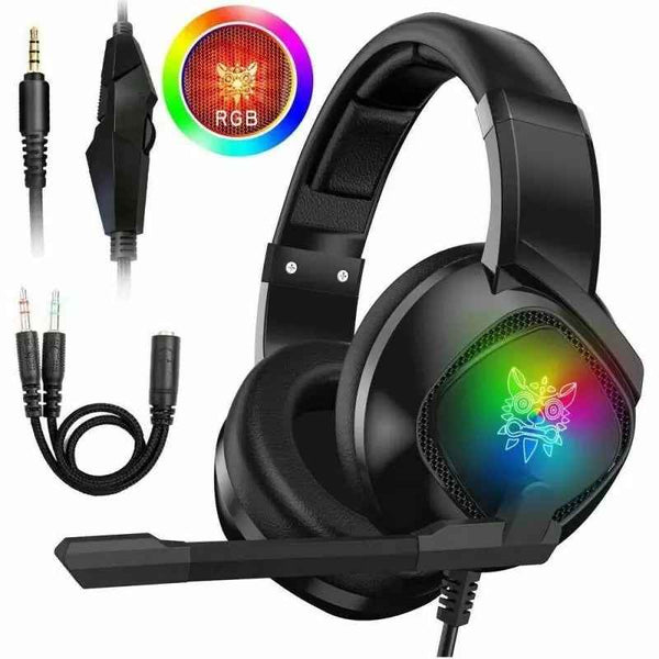 Gaming Headset Over Ear Headphones RGB Earphone With Noise Cancellation Microphone