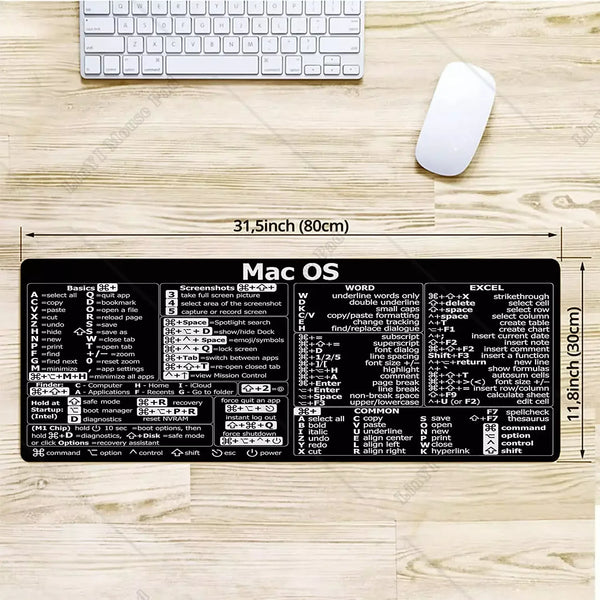 Mac OS Keyboard Shortcut Pattern Mouse Pad